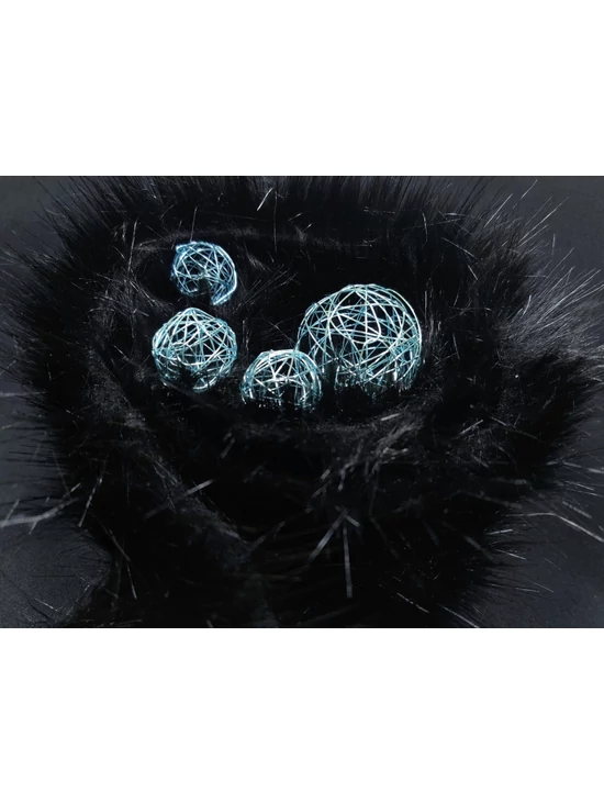 hosszúszőrű műszőrme /fekete (9 cm)