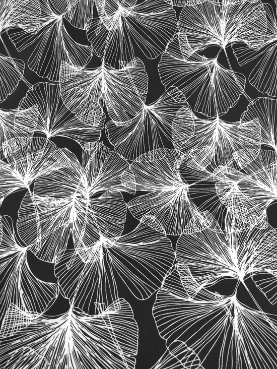 mintás barbie anyag DIGITAL PRINT /ginko biloba (ginko levél 14,7cm×9cm) /fekete