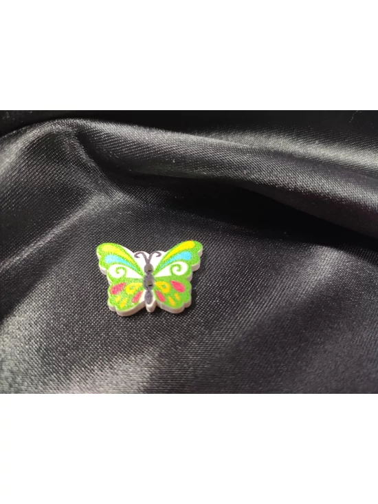dekorációs fa gomb /színes pillangó (2.4cm×1.8cm) /zöld