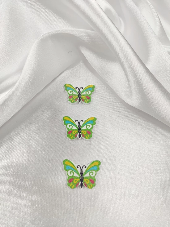 dekorációs fa gomb /színes pillangó (2.4cm×1.8cm) /zöld