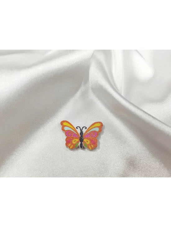 dekorációs fa gomb /színes pillangó (2.4cm×1.8cm) /narancssárga