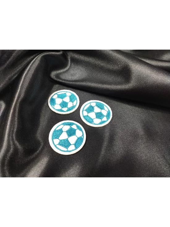 felvasalható aplikáció /foci labda (átmérő 3.5cm) /türkizkék-fehér