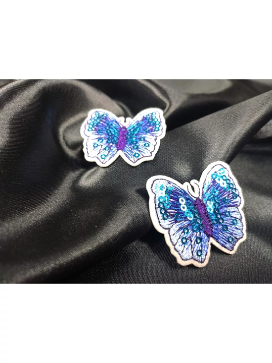 felvasalható flitteres aplikáció /pillangó (4.2cm×4cm) /sötétkék