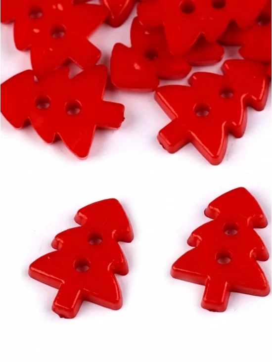 dekorációs műanyag gomb /karácsonyfa (1.8cm×1.2cm) /piros