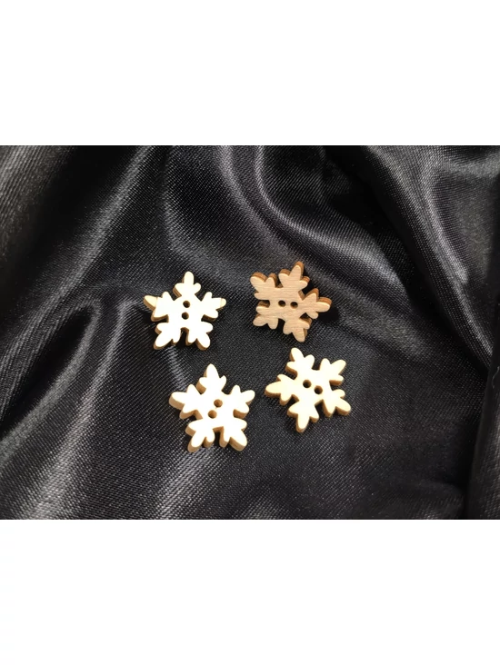 dekorációs fa gomb /hópehely (1.8cm×1.8cm) /natúr