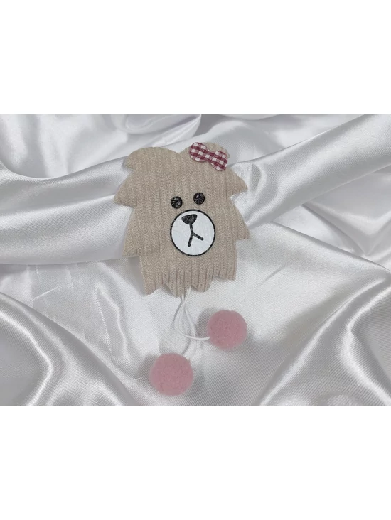 felvarrható aplikáció /oroszlán masnival (12.5cm×6.3cm) /drapp-púder