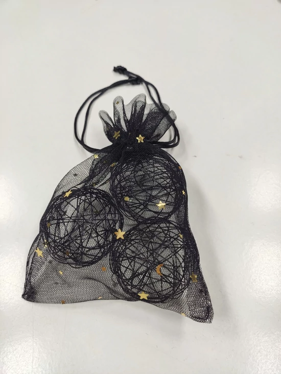 ajándék zsákocska (13cm×18cm) /tüll /fekete csillagos